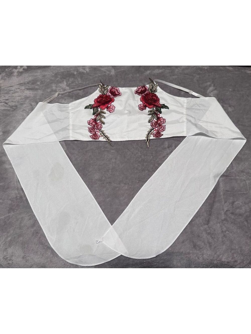 UNIQUE Women's Vintage Applique Tie-Back Top Floral Roses Stylish 9" Belly Shirt
